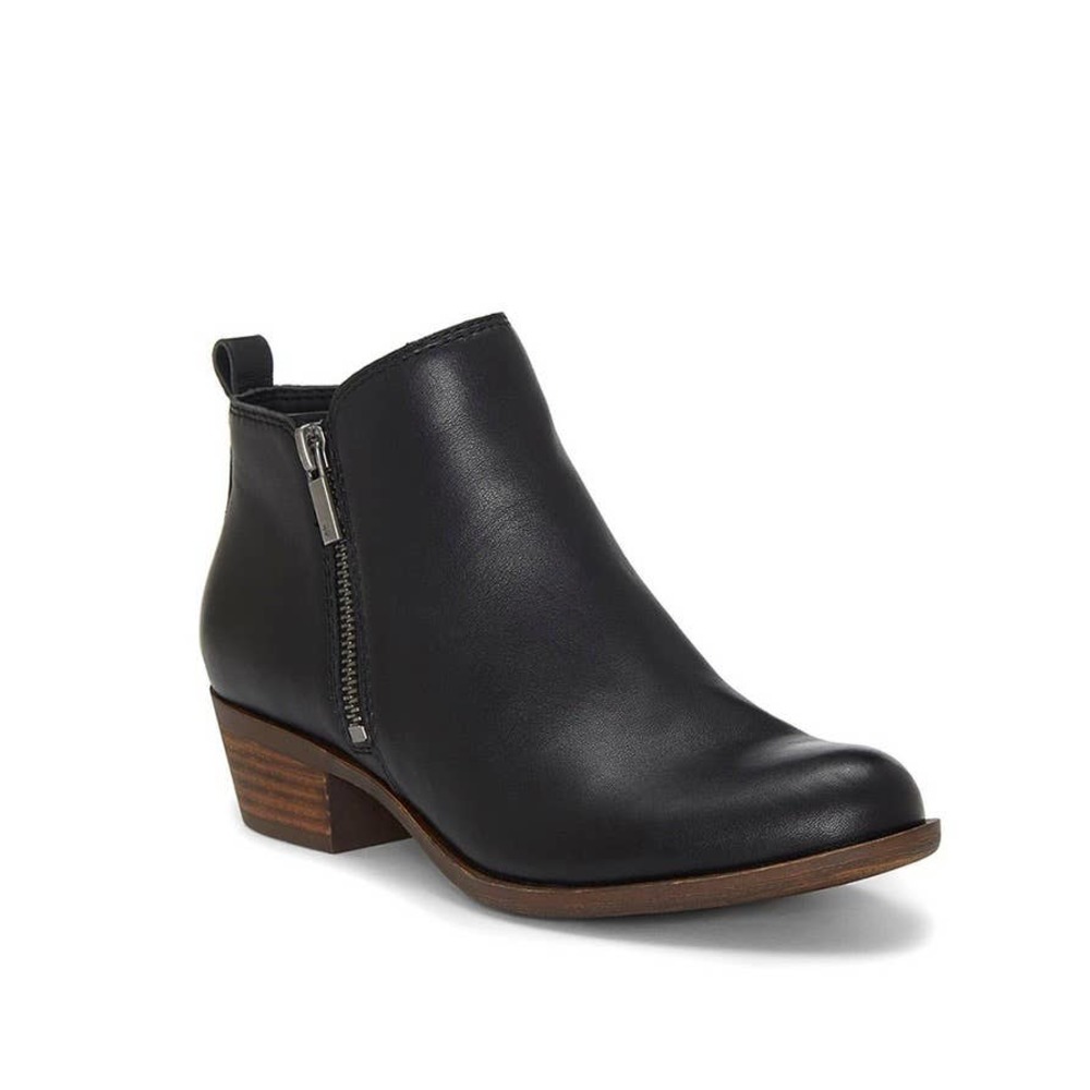 Lucky Brand Women’s Basel Bootie Ankle Boot Black Leather 7